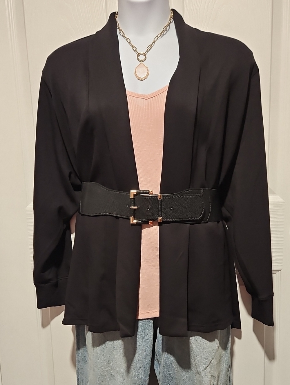 Black Open Front Blazer
